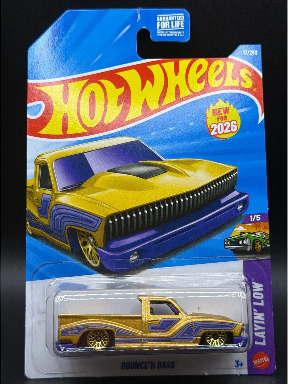 Hot Wheels Bounce 'N Bass - Layin' Low 1/5 - New For 2026 Gold Diecast Truck